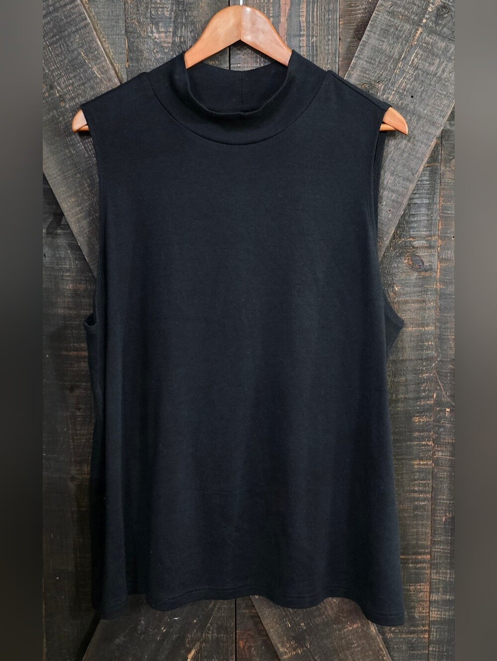 Croft & barrow Black Sleeveless Mock Neck Tank Sz 2X